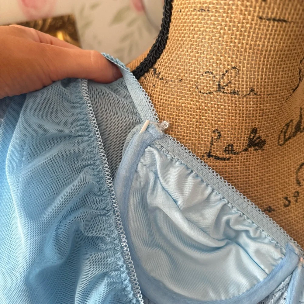 Baby Blue Lace Corset-Esquire Bodysuit - Picture 6 of 6